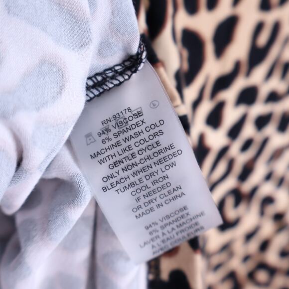 ELIE TAHARI Carrie Leopard Print Knit Top Tan Long Sleeve Mock Neck Women's S - Picture 9 of 10